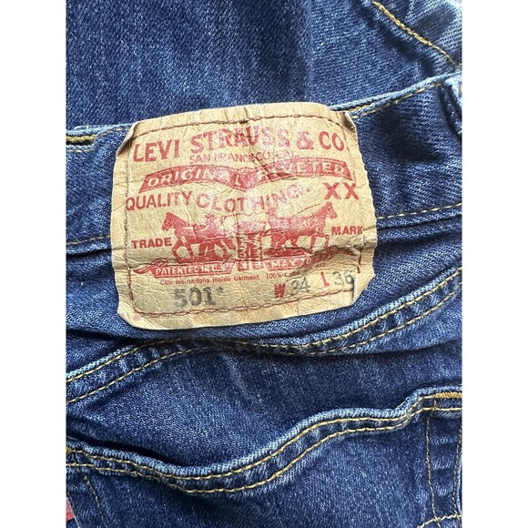 Vintage Levis 501 Jeans Mens 34x36 (32x34) Blue Denim Straight Leg Button Fly - Picture 16 of 16